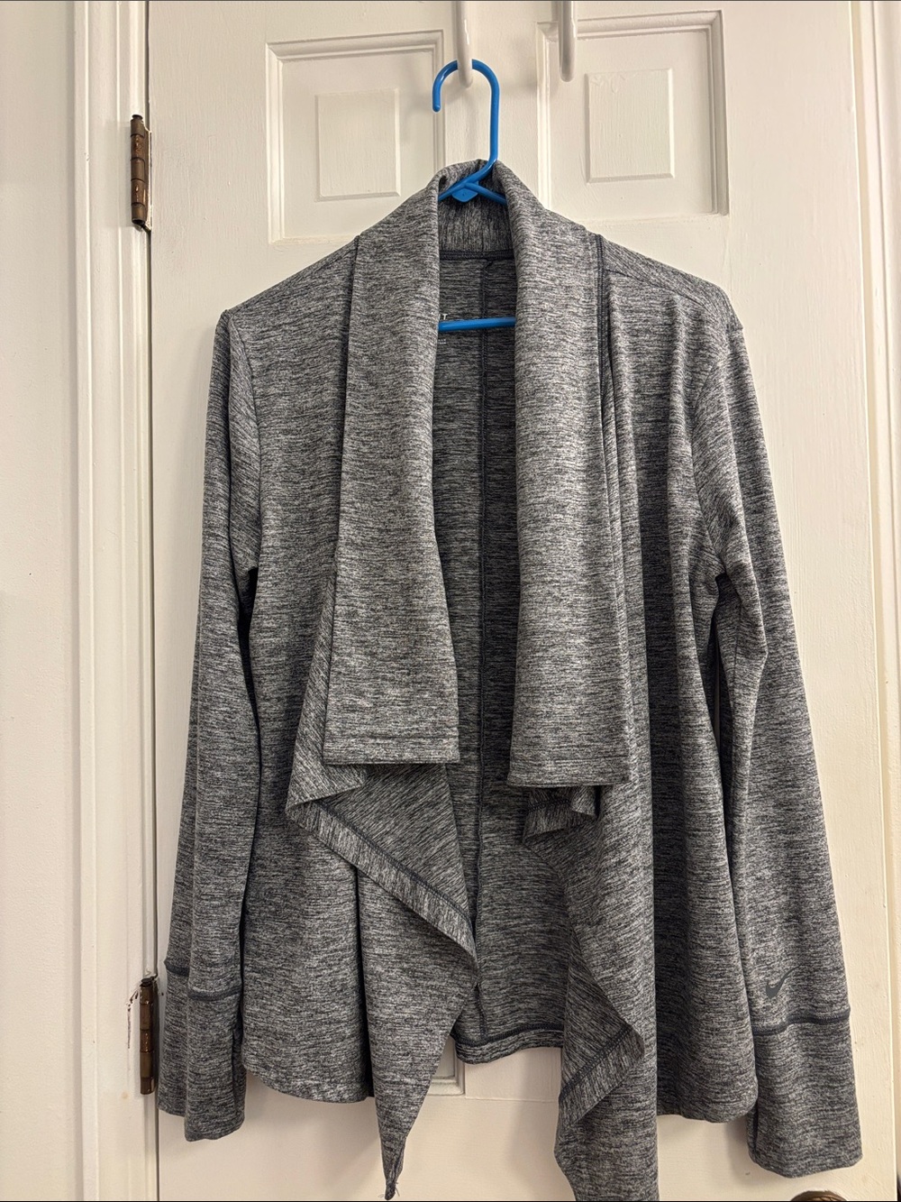 Nike Dri-fit Gray Heather Open-Front Draped Cardigan